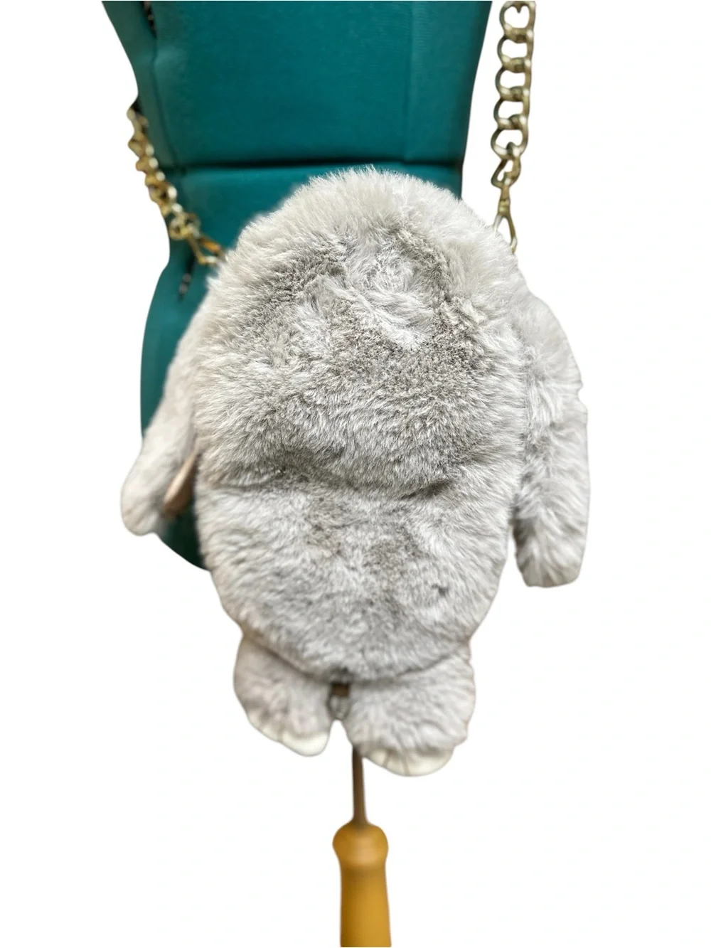 Grey Messenger Cross Body Bag Bejeweled Paws Bunny Rabbit Small - Picture 2 of 6